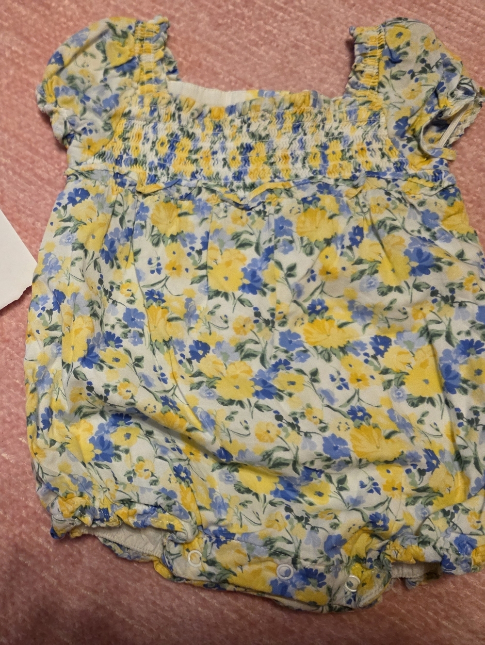 Janie and Jack Yellow and Blue Floral Baby Romper